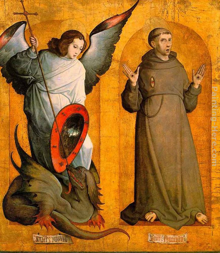 Saints Michael and Francis painting - Juan De Flandes Saints Michael and Francis art painting